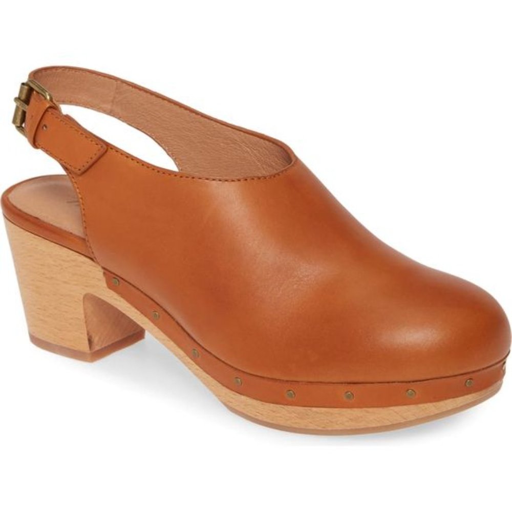Madewell Marlo Slingback Clog English Saddle Tan Brown Leather EUC 7